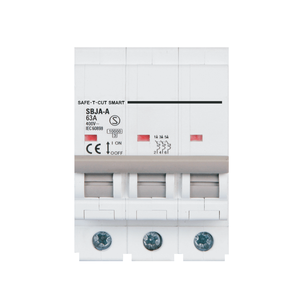 เซอร์กิตเบรกเกอร์ 63 แอมป์ 3 โพล 10KA เซฟ-ที-คัท สมาร์ท รุ่น US สีขาว
